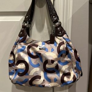 Coach Madison Scarf Print OP Hobo Handbag with Dustbag & coin purse